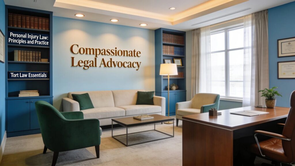 Interior of a personal injury law firm office showcasing a welcoming client meeting space