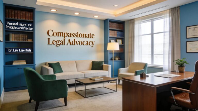 Interior of a personal injury law firm office showcasing a welcoming client meeting space